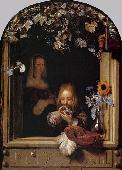 Frans van Mieris Boy Blowing Bubbles.